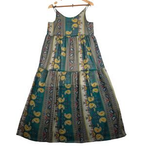 Karen Zambos Anthropologie Serilda Green Paisley Maxi Dress